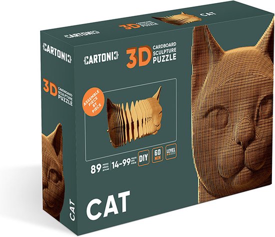 Dessin animé- CHAT- Puzzle 3D- puzzle- 3D- Enfants- Adultes- Ecologique