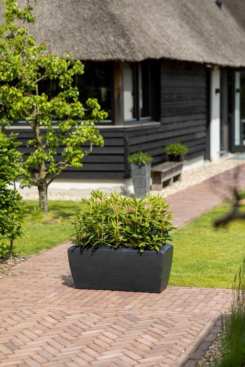 Capi Europe Jardinière rectangulaire haute Arc Granite - 90x35x60