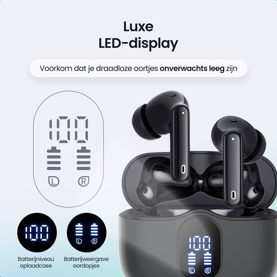 Siltcon® SoundWave Pro 1 - Draadloze Oordopjes – Oortjes Draadloos – Oordopjes – Oortjes - Bluetooth Oordopjes - Noise cancelling ANC+ENC - Universeel - BT 5.3 - Zwart