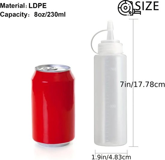 MGM Trading - 12st, Knijpflessen, Sausflessen, Kruiderij Knijpflessen, Knijp Kruiderijflessen, Saus Knijpflessen Voor Salade BBQ Bakken Roosteren Kamperen Picknick, Keukengerei, Keukenaccessoires van MGM — afbeelding 2