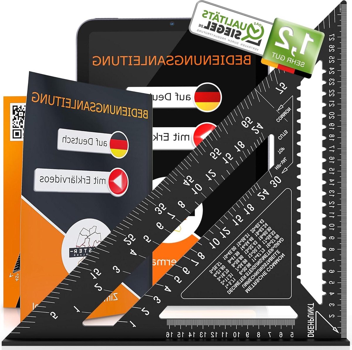 Esquadro Transferidor 22,5 30 45 60 67, 5 90° 3d De Aluminio | Frete grátis