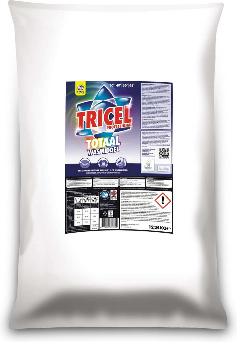 Goedkoopste Tricel Professioneel | Totaalwasmiddel Poeder | 12.24kg