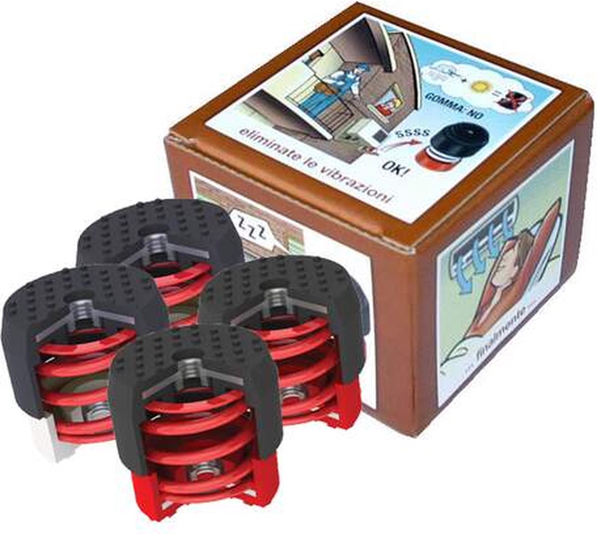 Soleco trillingsdemperset Bruin 70-120kg M8 (2x Wit + 2x Rood)