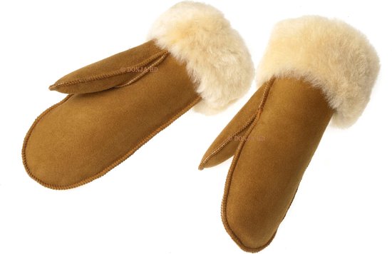 Donja - HD- Cuir d'agneau islandais - Mitaines en daim - couleur : Cognac- fait main - Taille L - convient à la largeur de main - 8 à 8,5 cm