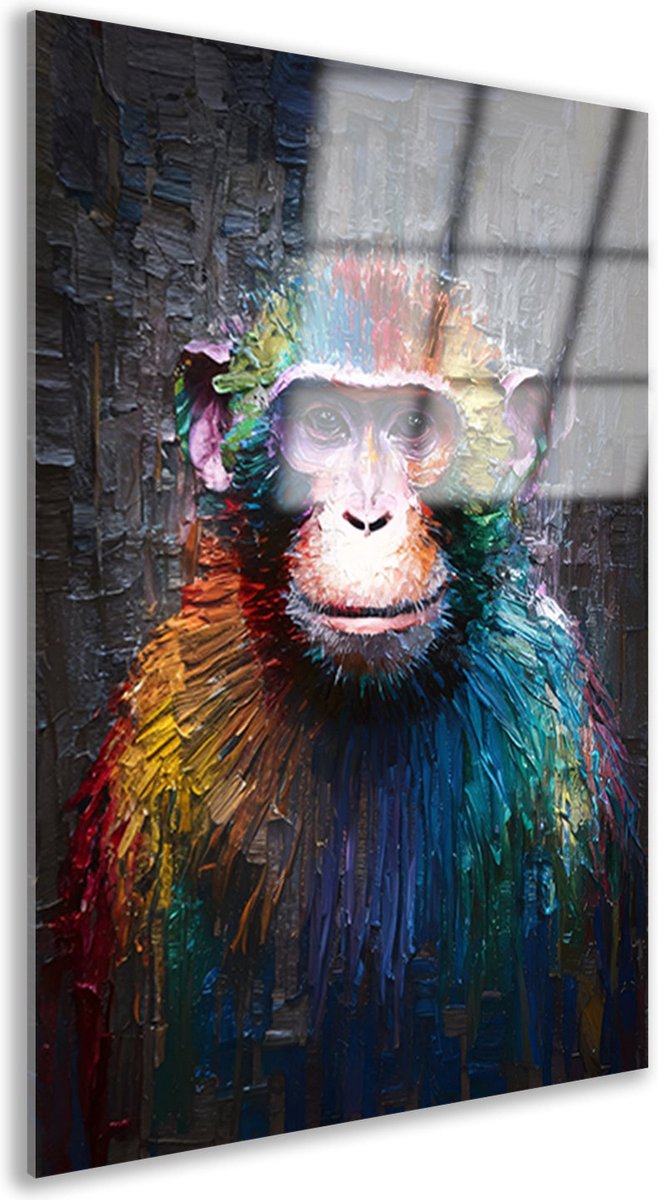 Aap schilderij - Dieren glasschilderijen - Schilderijen Kwaststreken - Klassiek schilderijen - Plexiglas - Kunstwerken schilderij acrylglas 100x150 cm