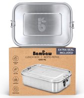 Lunch Box Inox 1200 ml | Bento BPA Free | Boite Dejeuner Hermetique | Bento Compartimenté | Lunch Box Inox Étanche | Boite a Gouter Inox 1200 ml | Eco Lunchbox | Bambaw
