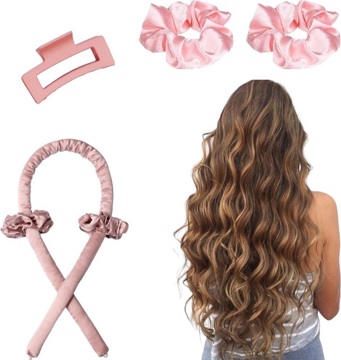 Professor Q - Heatless Curls - Haarrollers - incl. Haarelastiekjes en Haarklem - Krulspelden - Krullen Zonder Hitte - Haarkruller - Complete Set