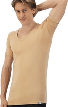 Anti Zweet Shirt - Fibershirts® - Ingenaaide Okselpads- Ondershirt - beige - V-hals - Heren - Maat L