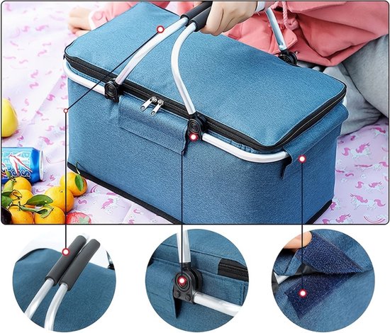 Nivard Panier pique-nique - Paniers pique-nique - Piknik - Pick Nick - Sac pique-nique - Panier - Boîte à lunch - Été - Zwart