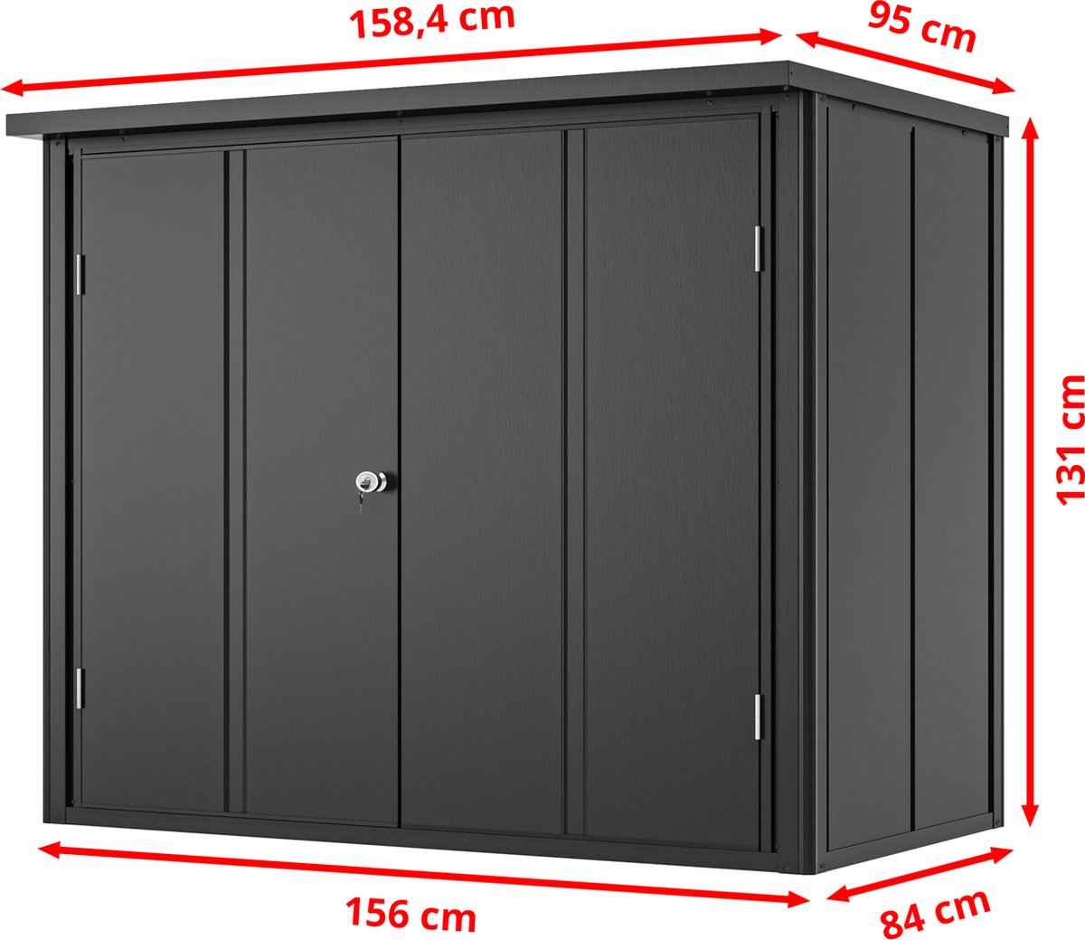 GFP Primeyard Metalen Tuinkast – 150x78x191 Cm, Schuifdeur, Antraciet, Incl. Vloer – Ruim En Stevig Voor Tuin & Balkon