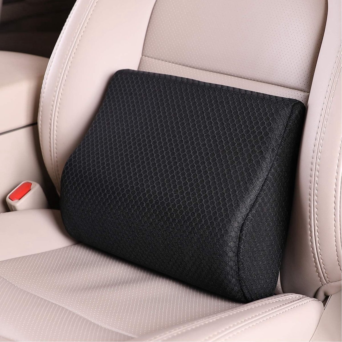 Goedkoopste Memory Foam Lumbale Ondersteuningskussen - Ergonomisch Design - Verlicht Rugpijn - Geschikt voor Auto en Thuis - Zwart