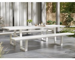 Mobistoxx - Ronde picknicktafel VICENZA - 240 cm - 8 Personen - aluminium wit