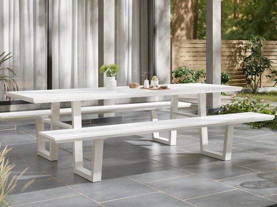 Mobistoxx - Ronde picknicktafel VICENZA - 240 cm - 8 Personen - aluminium wit