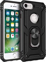 Anti Shock Back Cover met magnetische ringhouder voorApple iPhone 6 / iPhone 6S / iPhone 7 / iPhone 8 / iPhone SE (2020) - Anti Shock - Zwart