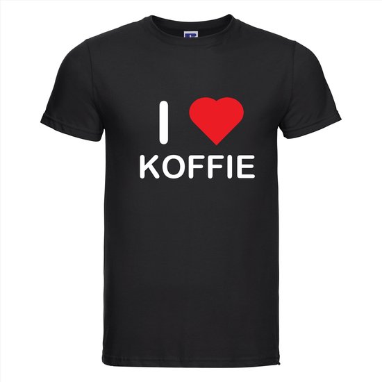 T-shirt I LOVE COFFEE - 100% Katoen - Taille L - Coupe Classic - Zwart