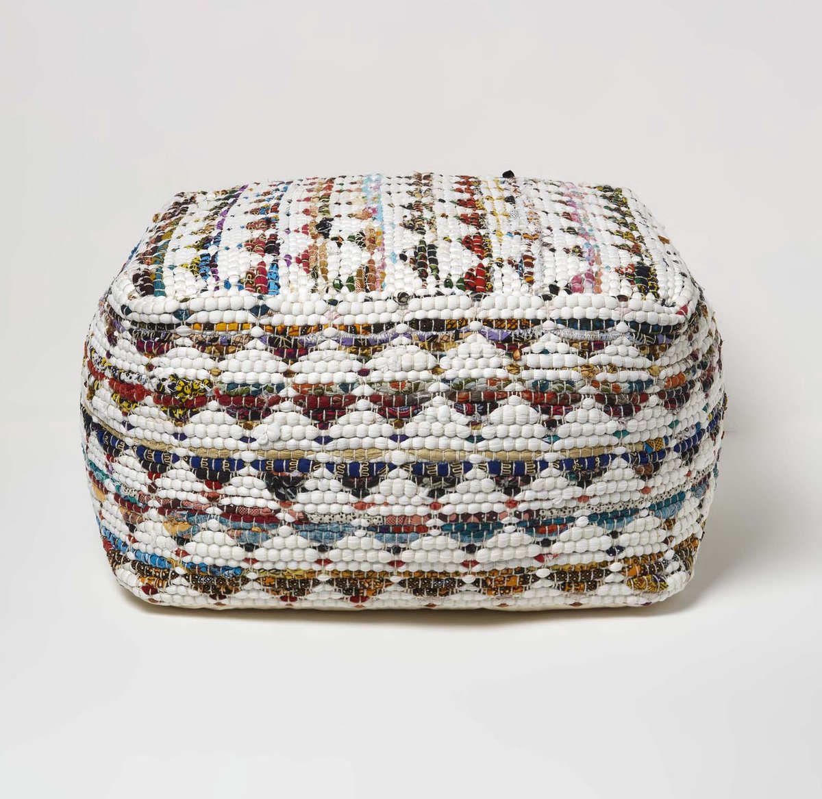 Homescapes Designer Kruk Poef Kubus Chindi kleurrijk - L