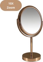 Bol.com Metalen make-up spiegel Rosé Goud - 10x vergroting 18cmØ aanbieding