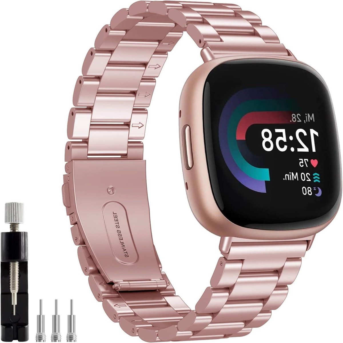 Roestvrij stalen metalen band voor Fitbit Versa 4 Fitbit Versa 3 Sense 2 - Duurzame band