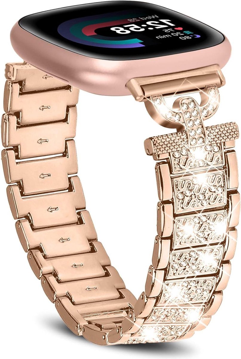 Dames armband bling diamant metaal roestvrij staal Fitbit Versa 4/Versa 3/Sense - reservearmband