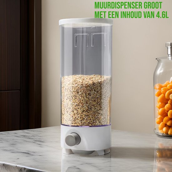 Foto: Cornflakes dispenser voorraadpotten voedselcontainer rijst dispenser muur gemonteerd dispenser groot