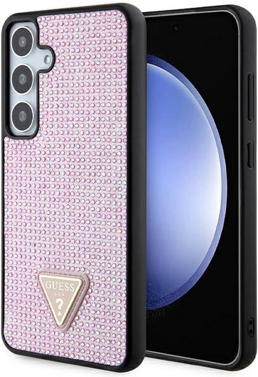Guess Rhinestones Triangle Logo Back Case - Geschikt voor Samsung Galaxy S24 Plus (S926) - Roze