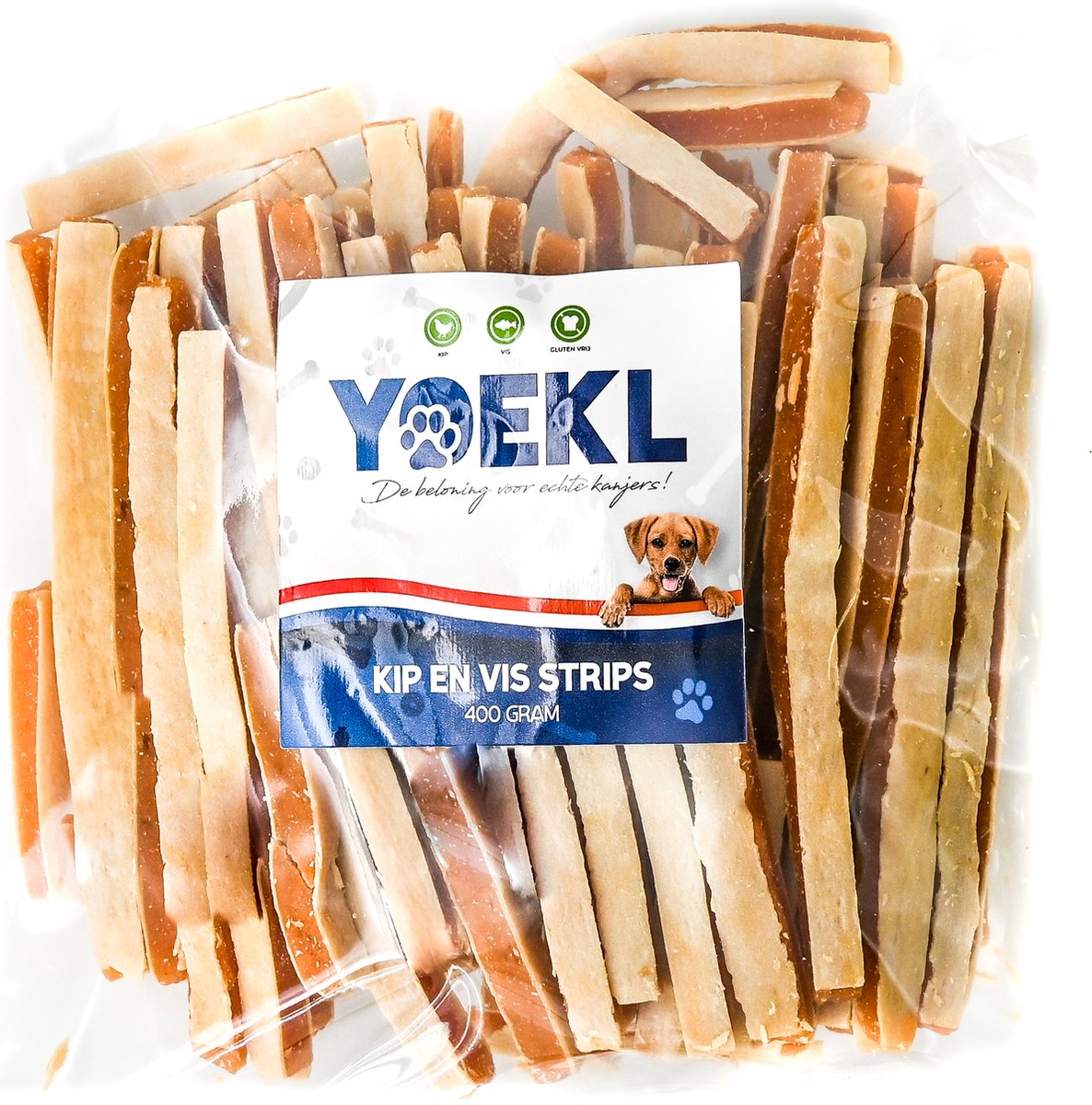 YOEKL Kip en Vis Strips - 900 Gram - Hondensnacks - Hondensnoepjes - Hondensnacks Gedroogd
