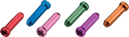 Foto: Jagwire kabeluiteinden voor rem of versnellingskabels 500 stuks rood blauw roze paars oranje groen zwart