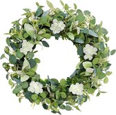 Paaskrans 45 cm voor Deur - Kunstmatige Eucalyptus Krans met Kleurrijke