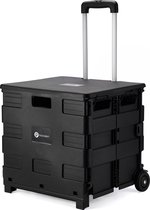 Bol.com Packaway XL Opvouwbare Boodschappentrolley Boodschappenkrat Met Deksel 50 Liter - Zwart aanbieding