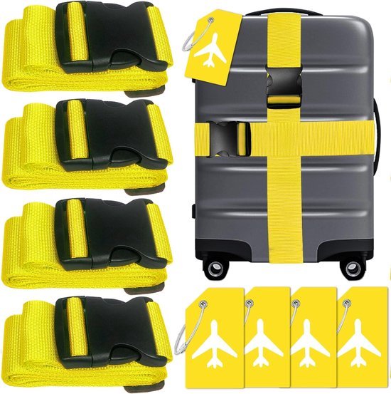 2 stuks kofferriem, kofferband instelbaar, gepersonaliseerde bagageriem met afsluitbare gesp voor koffer, riem, reistas (paars-blauw