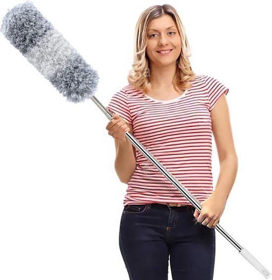 Hoekbezem met 4 meter telescoopstang, wasbare bezemkop, naar keuze met