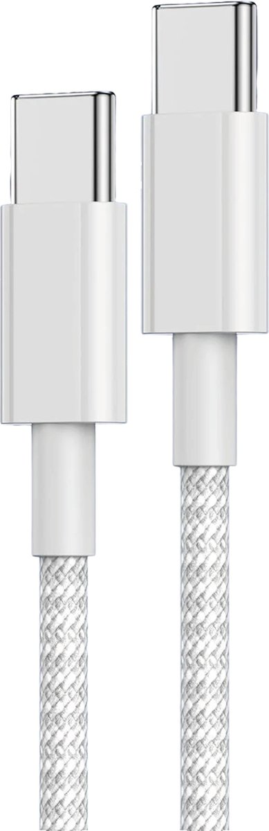 Oplaadkabel USB C naar USB C - Geschikt voor iPhone 15, iPhone 16 en Sasmung USB C Devices - 60W Vermogen - Universele Laadkabel - 3 Meter - Nylon Gevlochten - Wit