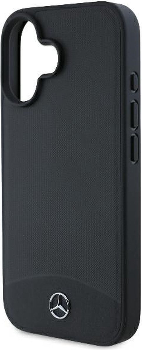 Mercedes-Benz Geschikt voor Apple iPhone 16 - Geschikt voor Mag - Textured Backcover hoesje - Zwart van Merkloos — afbeelding 4