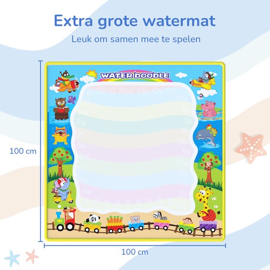 XL Water Tekenmat met 18 Accessoires - Met 4 Waterpennen - Speelgoed 2 Jaar - Speelgoed 3 Jaar - Speelgoed 4 Jaar - Speelgoed 5 Jaar - Montessori Speelgoed - Educatief Speelgoed - Jongens Speelgoed - Meisjes Speelgoed - Kinderspeelgoed