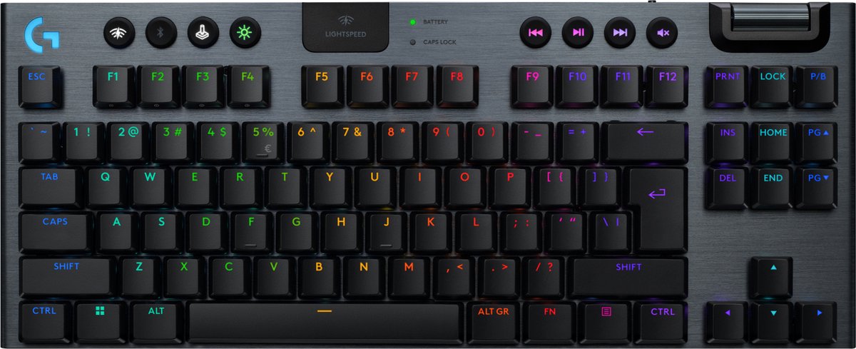 Logitech G915 X LIGHTSPEED TKL Low-Profile Wireless Gaming Keyboard gaming toetsenbord Double-Shot PBT, RGB, LIGHTSPEED draadloos / Bluetooth / USB-C
