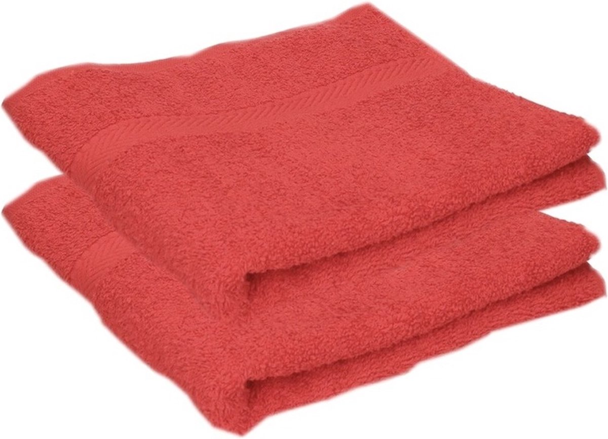 Towelcity Luxe badhanddoek - 2x - rood - 50 x 90 cm - 550 grams - Badkamer textiel - Katoen