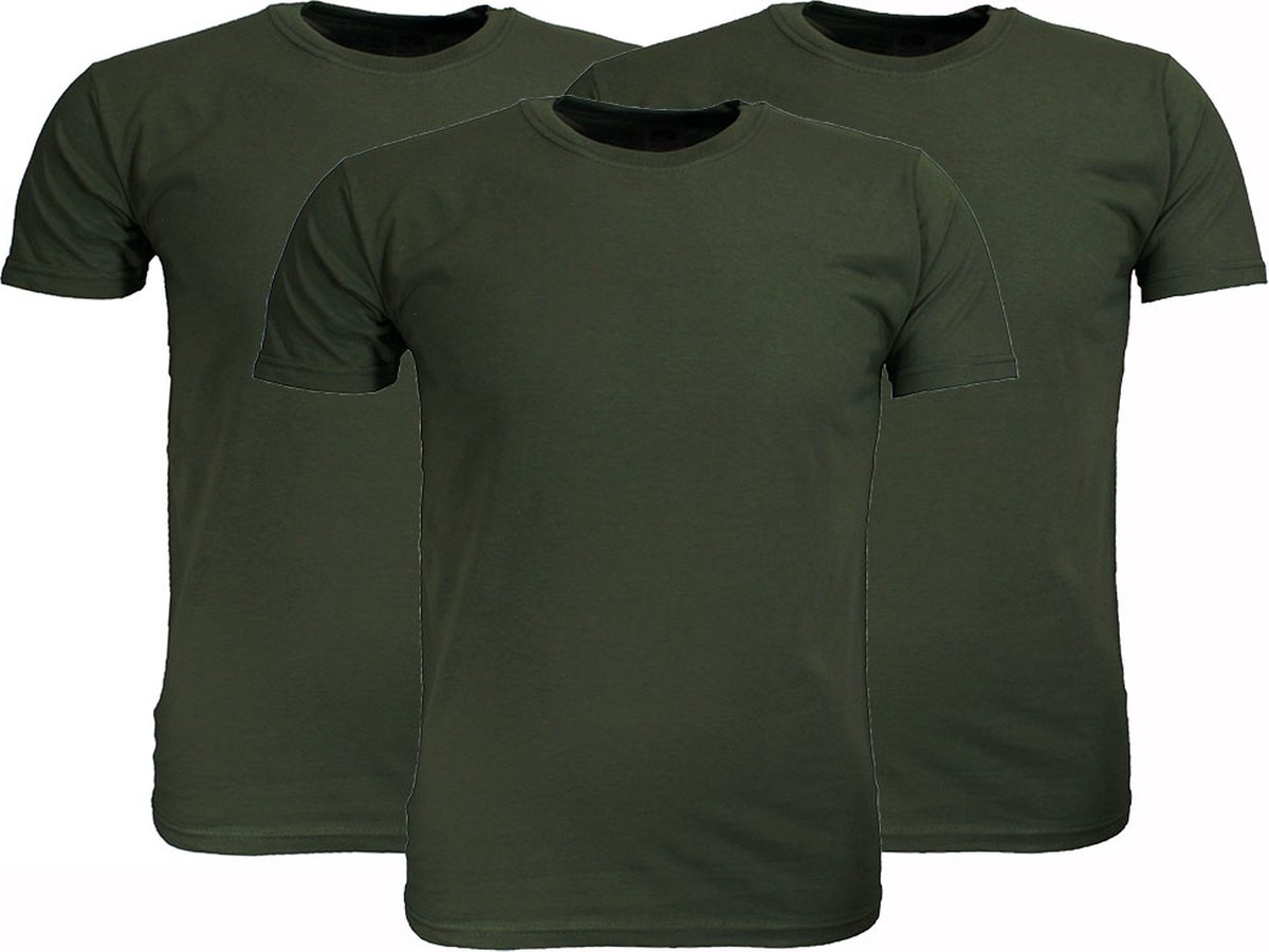Fruit Of The Loom Blanco Katoenen T-Shirts 3-Pack Olijf Groen - M