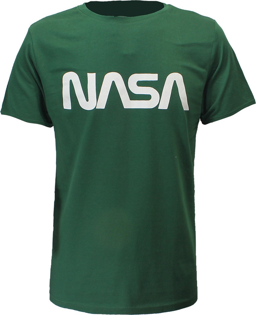 NASA T-Shirt Groen Wit Logo - Officiële Merchandise - XL