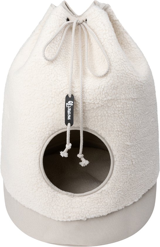 Foto: District 70 casa teddy trendy kattenhuis van superzachte stof afmetingen 45 x 45 x 60 cm cream