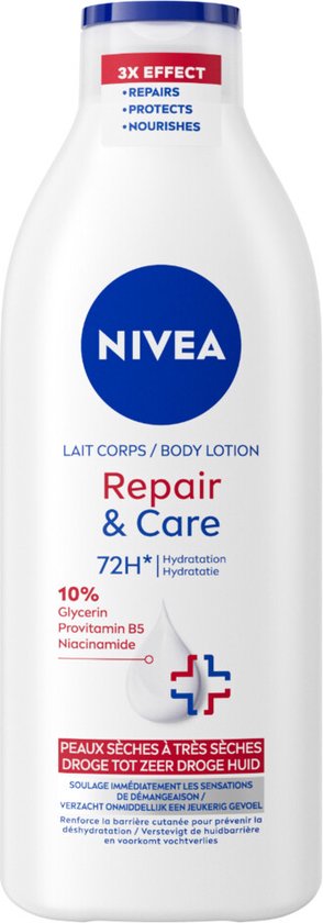 NIVEA Repair & Care Bodylotion - Lotion voor Zeer Droge Huid - 72u Hydraterende Serum - met Niacinamide, Glycerine en Provitamine B5 - 400 ml