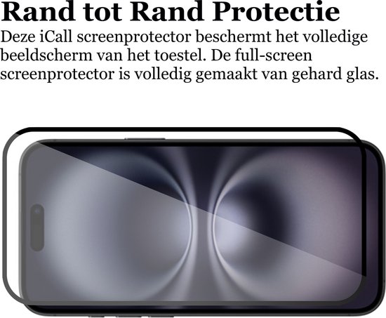 Hoesje met Pasjeshouder geschikt voor iPhone 16 Plus - 2x Screen Protector FullGuard - Back Cover SlideCase Zwart & Screenprotector