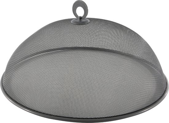 Set van 2x stuks metalen vliegenkappen/voedselkappen antraciet grijs rond 35 cm - Afdekkappen/vliegenkappen van Merkloos — afbeelding 2