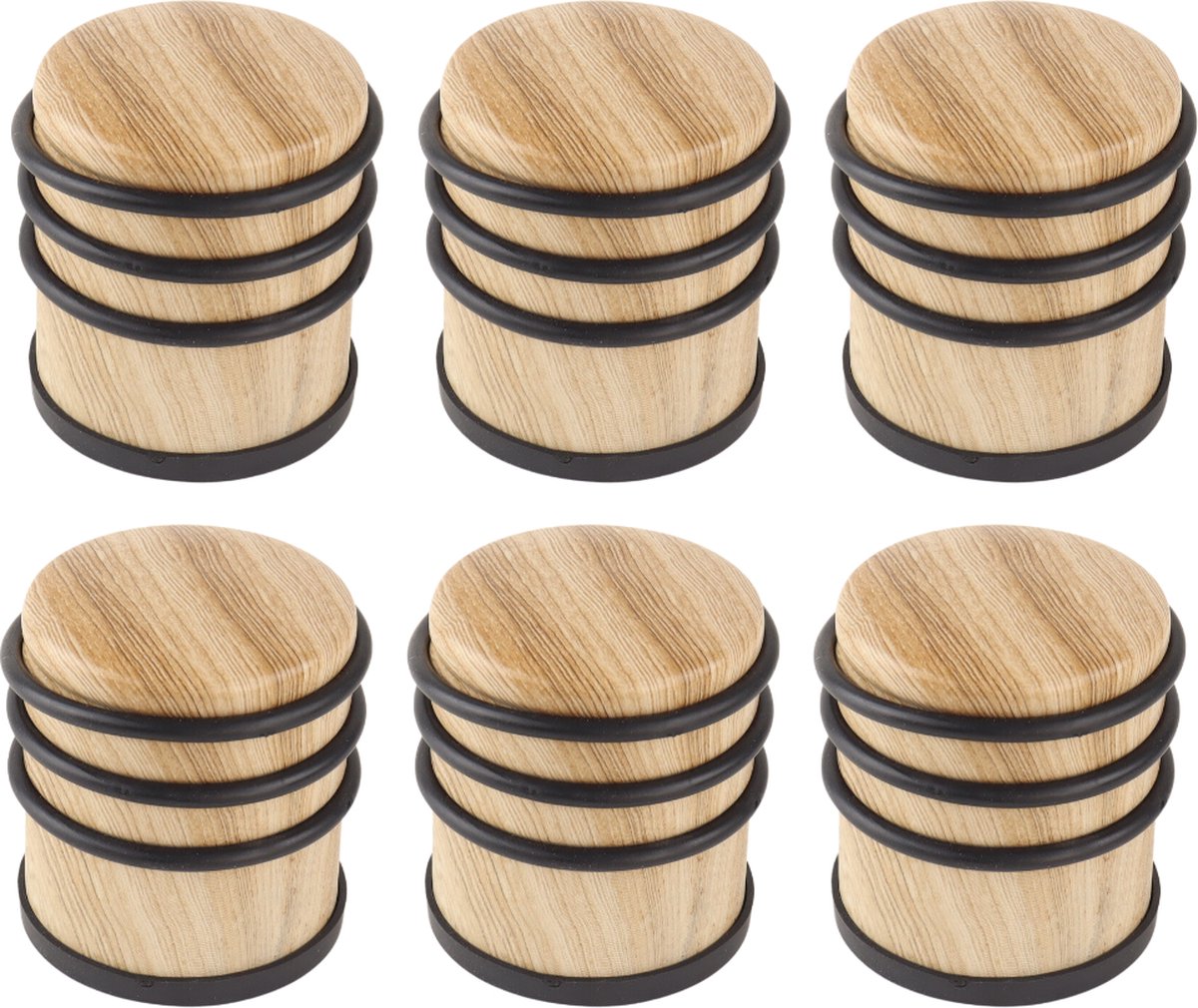 Nordix Deurstop - 6 Stuks - Deurstopper - Deurbuffer - Houtlook - 7,9cm - MADERA
