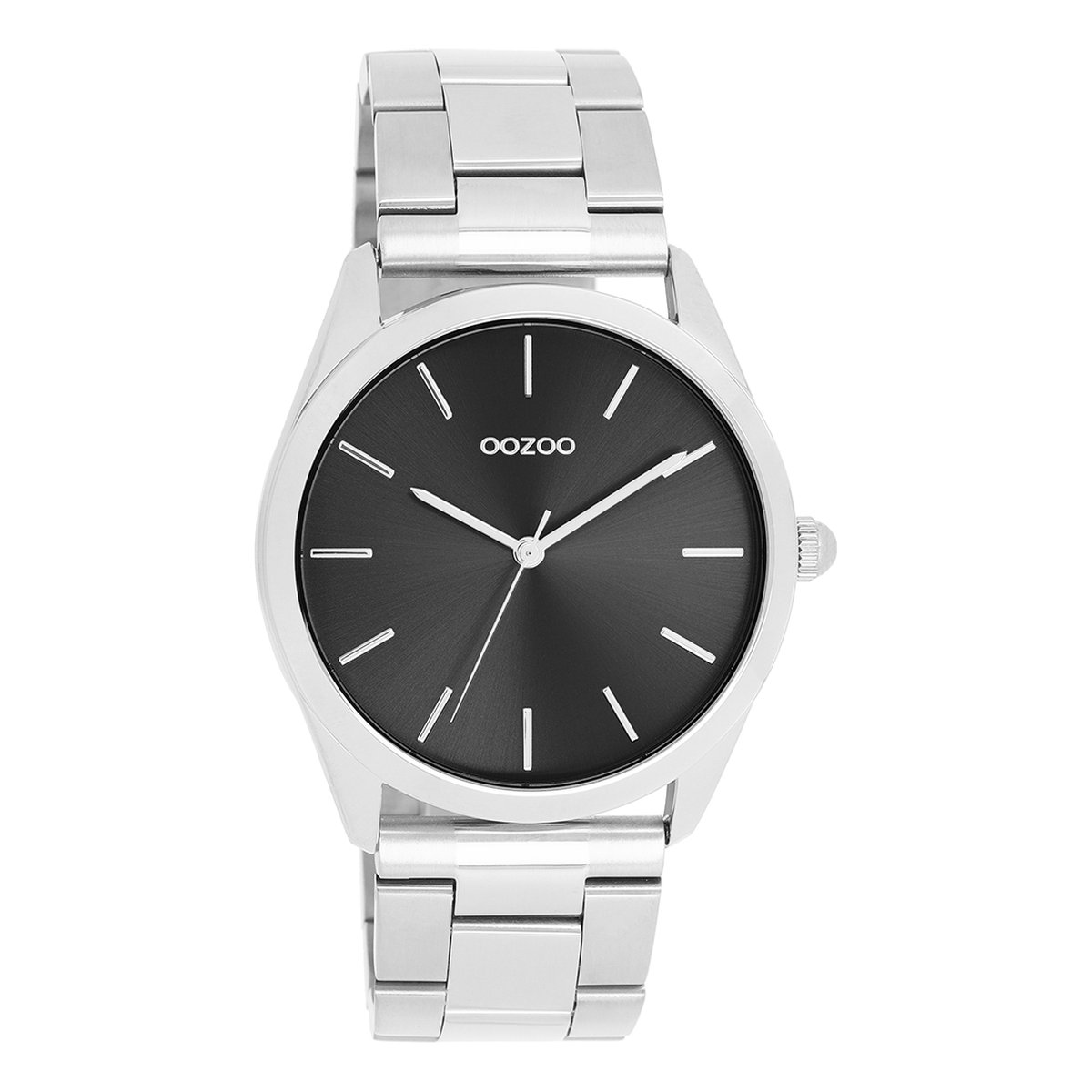 OOZOO Timepieces - Zilverkleurige horloge met zilverkleurige roestvrijstalen armband - C11429