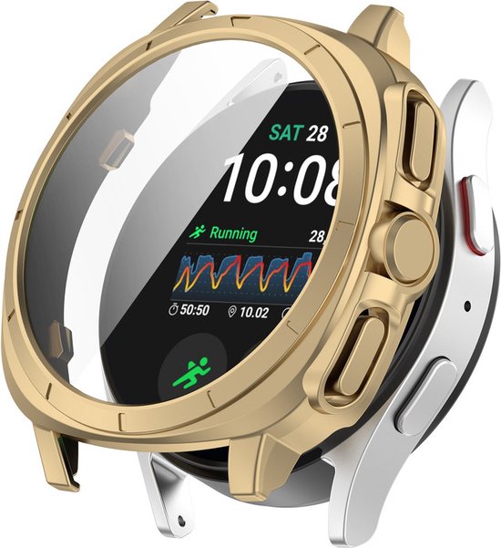 Watch case screenprotector - hoesje - gehard glas - geschikt voor Samsung Galaxy Watch 7 (40 mm) - retrogoud