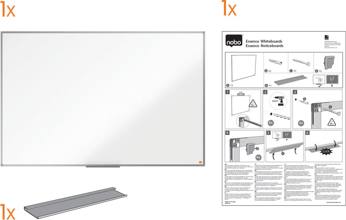 Nobo Essence Magnetisch Whiteboard Set 90x60cm thumbnail 4