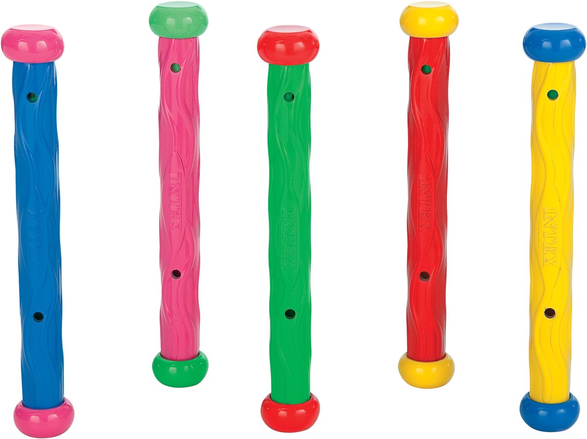 5x gekleurde duikstokjes - kunststof - duikspeelgoed