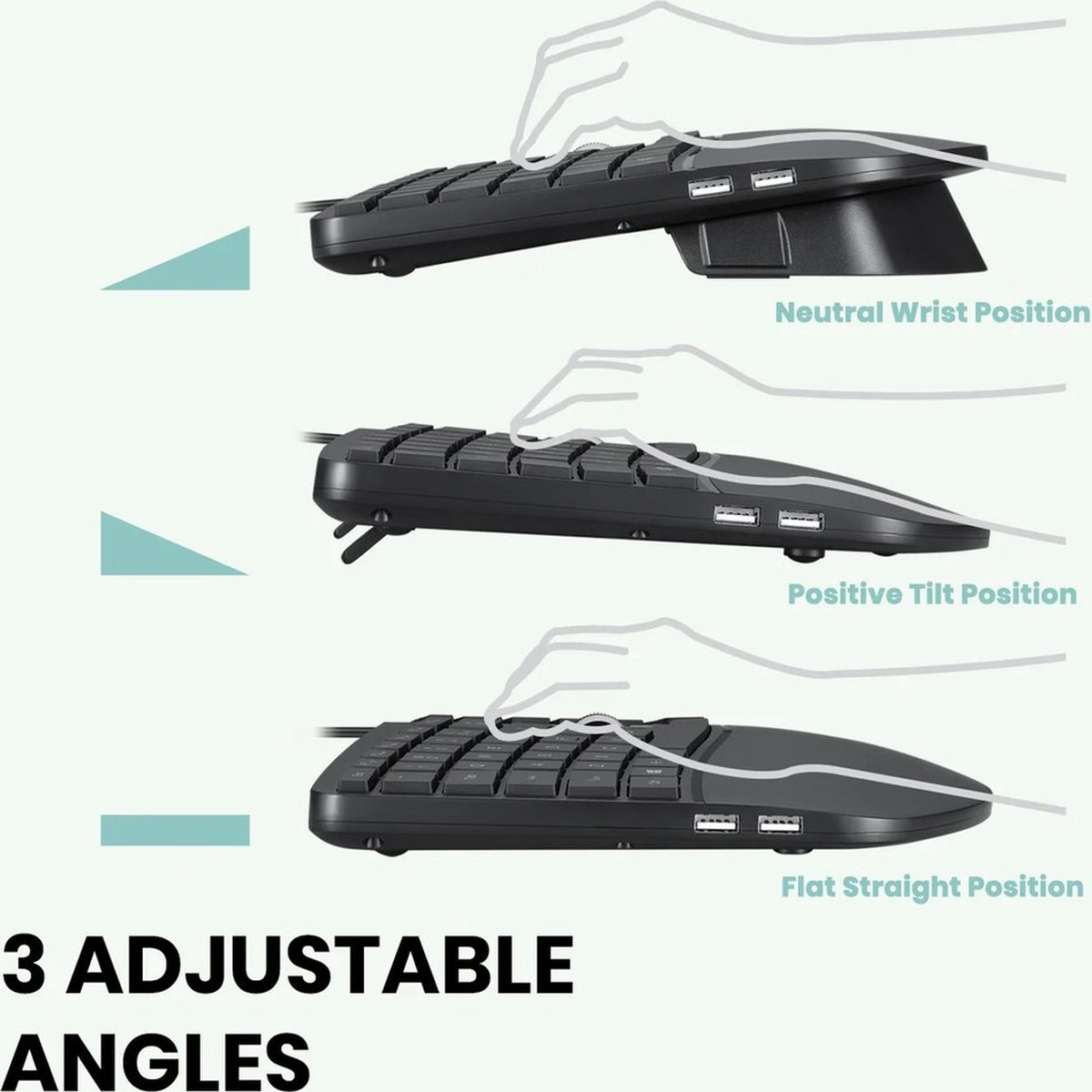 Perixx PERIBOARD 330B US, Bedraad Ergonomisch Verlicht Toetsenbord Met Verstelbare Polssteun Verlichte Toetsen Membraantoetsen Laag Profiel 2x Usb2 0 Usb Poorten Amerikaans Engels 786461326