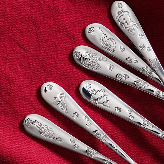 Villeroy & Boch Toy’s Delight - 6 Fourchettes à Gâteau Argentées - Acier Inoxydable Lave-vaisselle - Motifs Noël
