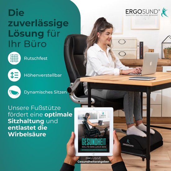 feela. Voetsteun voor bureau, ergonomische voetsteun met premium schuimkern en geïntegreerde warmtetas, antislip voetenbank en voetensteun voor kantoor en thuiskantoor (zilver